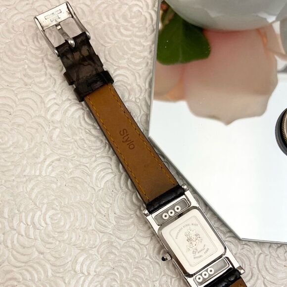 Pearl Rhinestone Embellished Art Deco Style Tank Watch with "Floating" Crystals - Picture 12 of 14